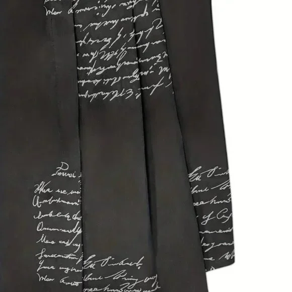 Black Script Print Shirt Dress – XXL Long Sleeve Button-Down Mini - Picture 3 of 4